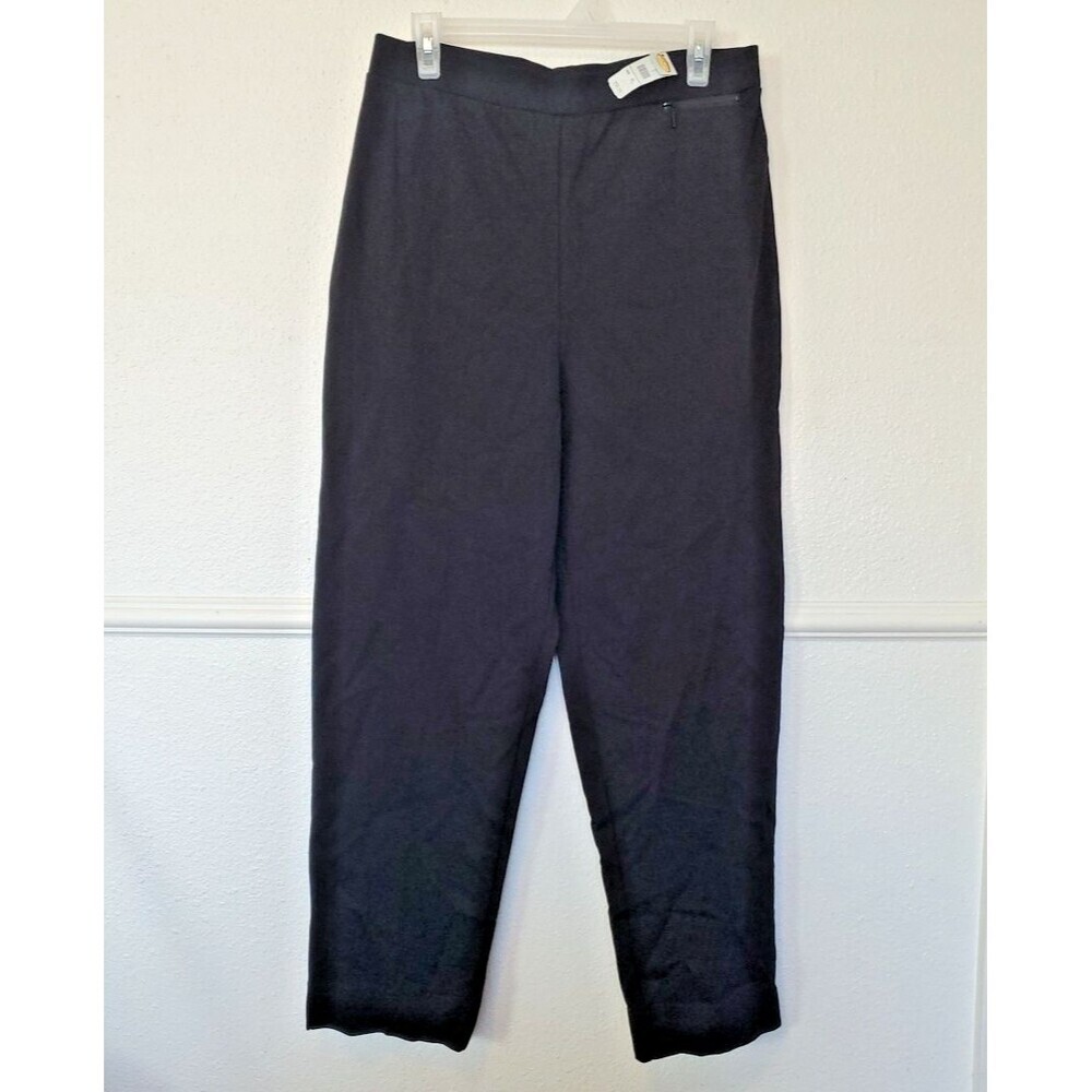 Talbots Petites Womens Sz‎ L Pull On Elastic Waistband Ankle Pants Black Pocket